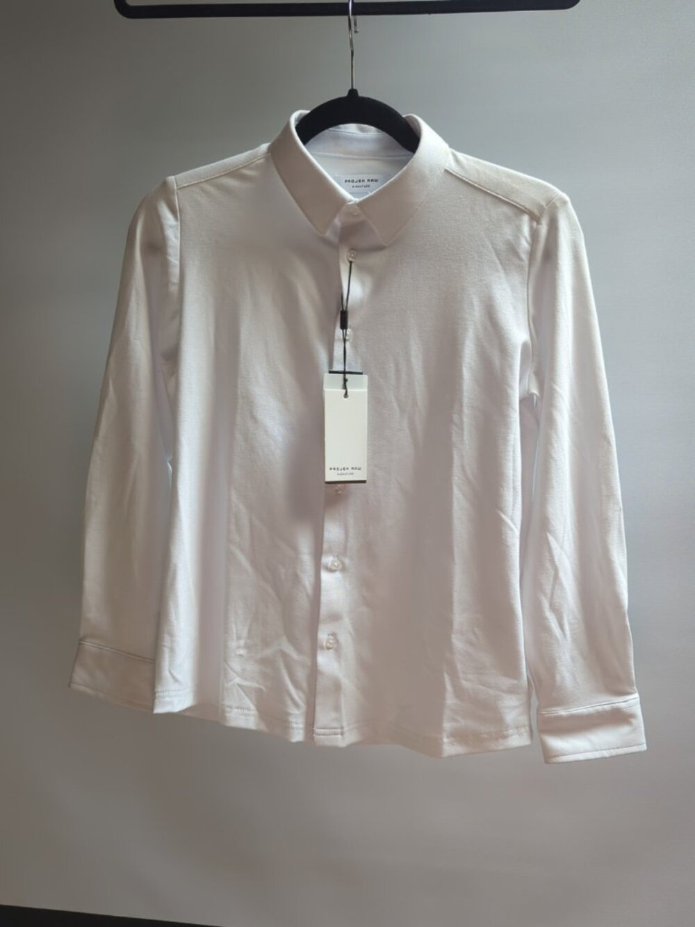 NWT Projek Raw 360°Stretch Mens Sz Med Alexander White 4-Way Shirt Button Up SS